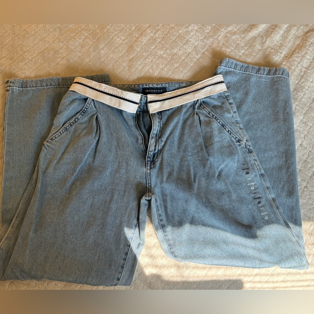 Fold over waist, wide leg jeans; Size: 4; Never worn